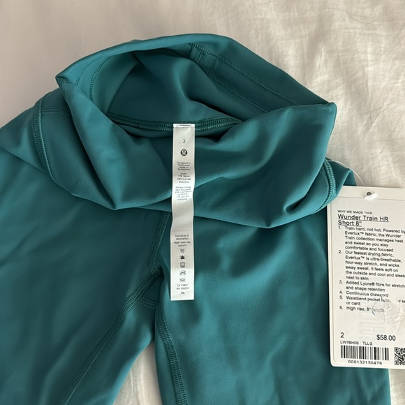 Teal Lululemon Wunder Train HR Short 8” - Picture 2 of 2